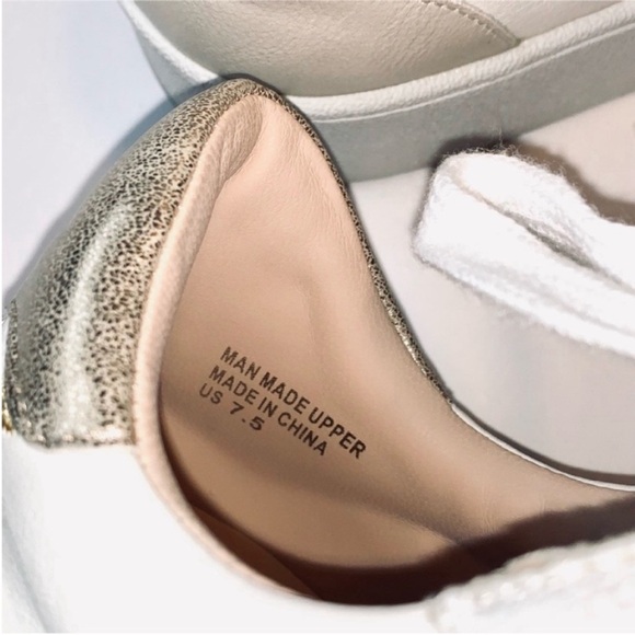 Altar’d State Sneakers White Vegan Leather Embroidered Metallic Gold Stars 7.5 - Picture 4 of 7